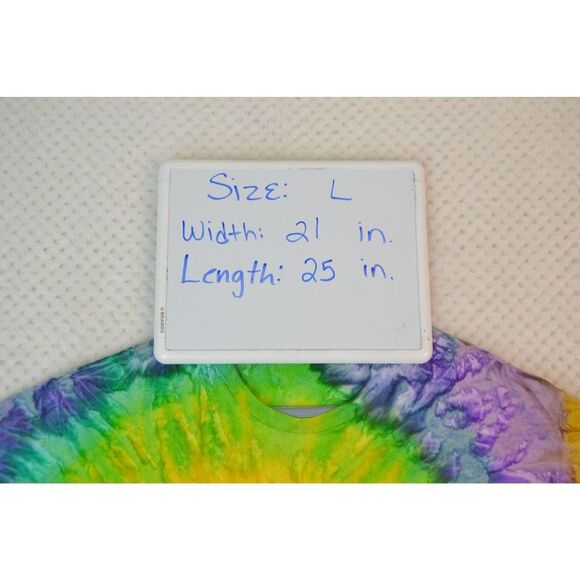 Tie Dye Unisex Large Purple Yellow Ice Dyed Spiral Short Sleeve T-Shirt - Picture 10 of 10